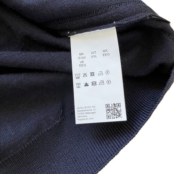 Hugo Boss Pure Wool Pullover Sweater Lightweight Crew Neck Navy Blue Men's XXL - Picture 5 of 7